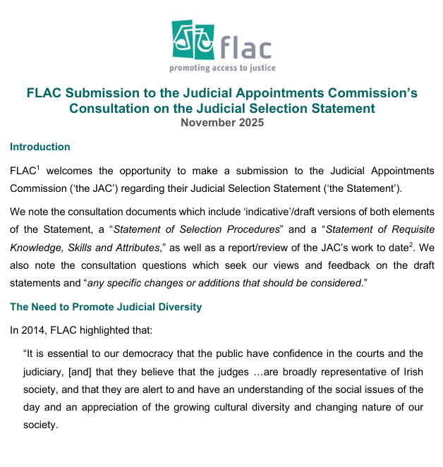Preview of Submission to the Judicial Appointments Commission’s Consultation on the Judicial Selection Statement