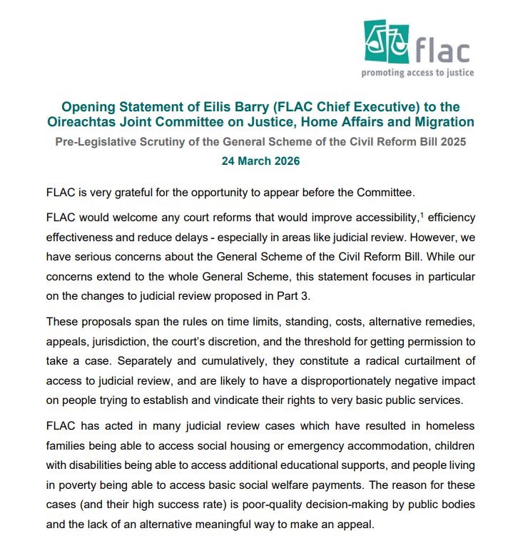 Preview of Opening Statement of Eilis Barry to the Oireachtas Justice Comittee